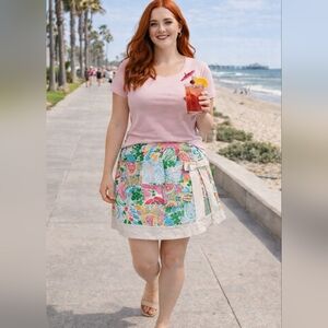 Vtg Lilly Pulitzer Patchwork Floral Skort Womens 6 Feminine Airy Flirty Date
